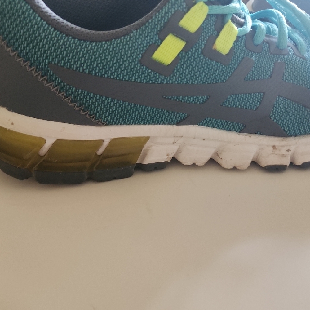 Asics Womens' Teal and Neon Green Sneakers - Picture 4 of 6